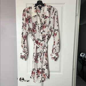 Forever 21 Rose Print Long Sleeve Dress